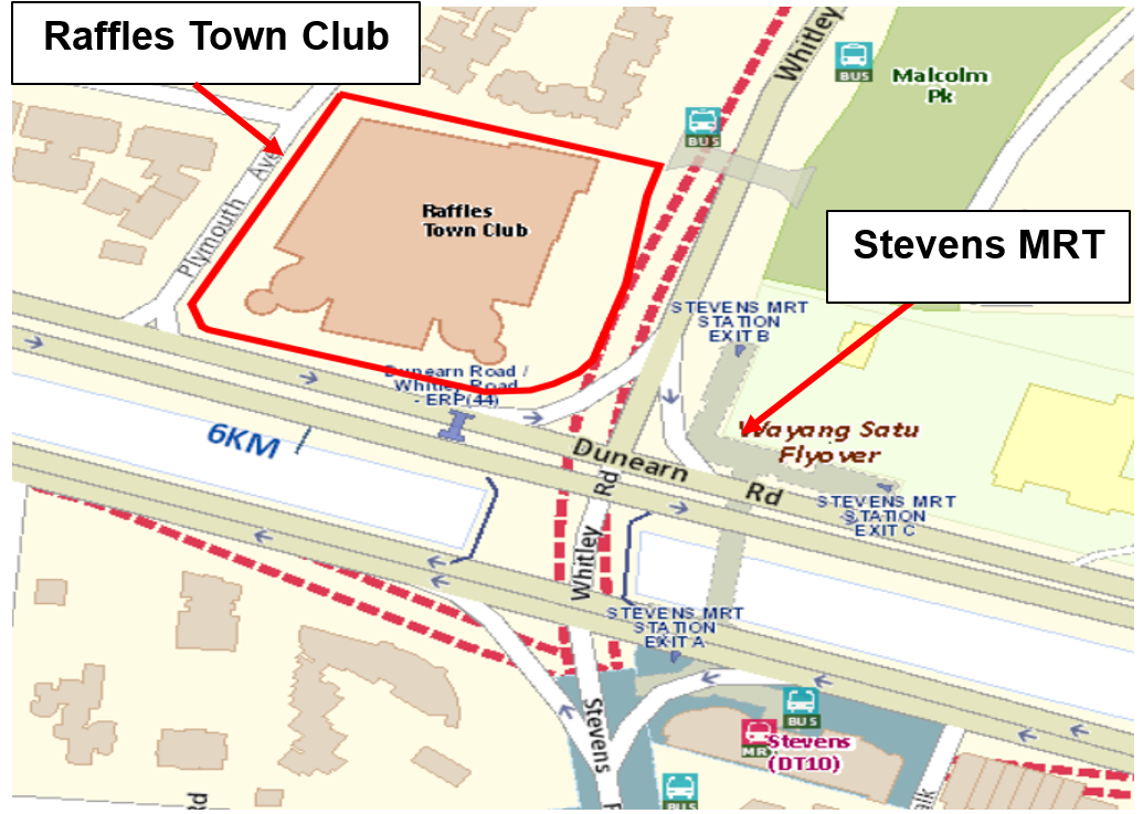 Location map of Raffles Town Club